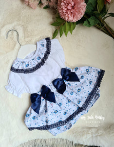 Spanish Baby Girls Navy Floral Jam Pants - 3-18m