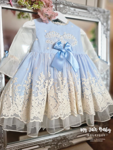Sonata Spanish Girls Blue Gardenia Organza Lace Puffball Dress 3 Years - IN STOCK NOW