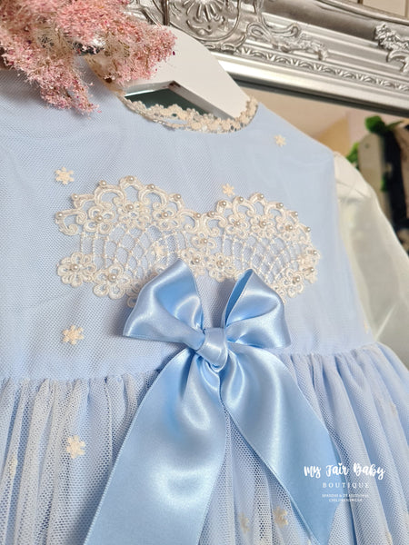 Sonata Spanish Girls Blue Gardenia Organza Lace Puffball Dress 3 Years - IN STOCK NOW