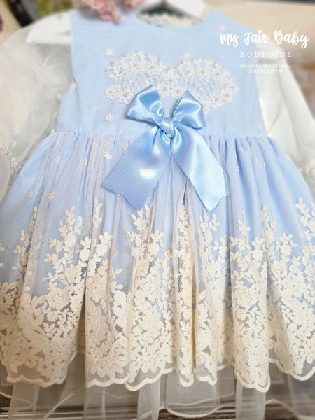 Sonata Spanish Girls Blue Gardenia Organza Lace Puffball Dress IN2 - MADE TO ORDER