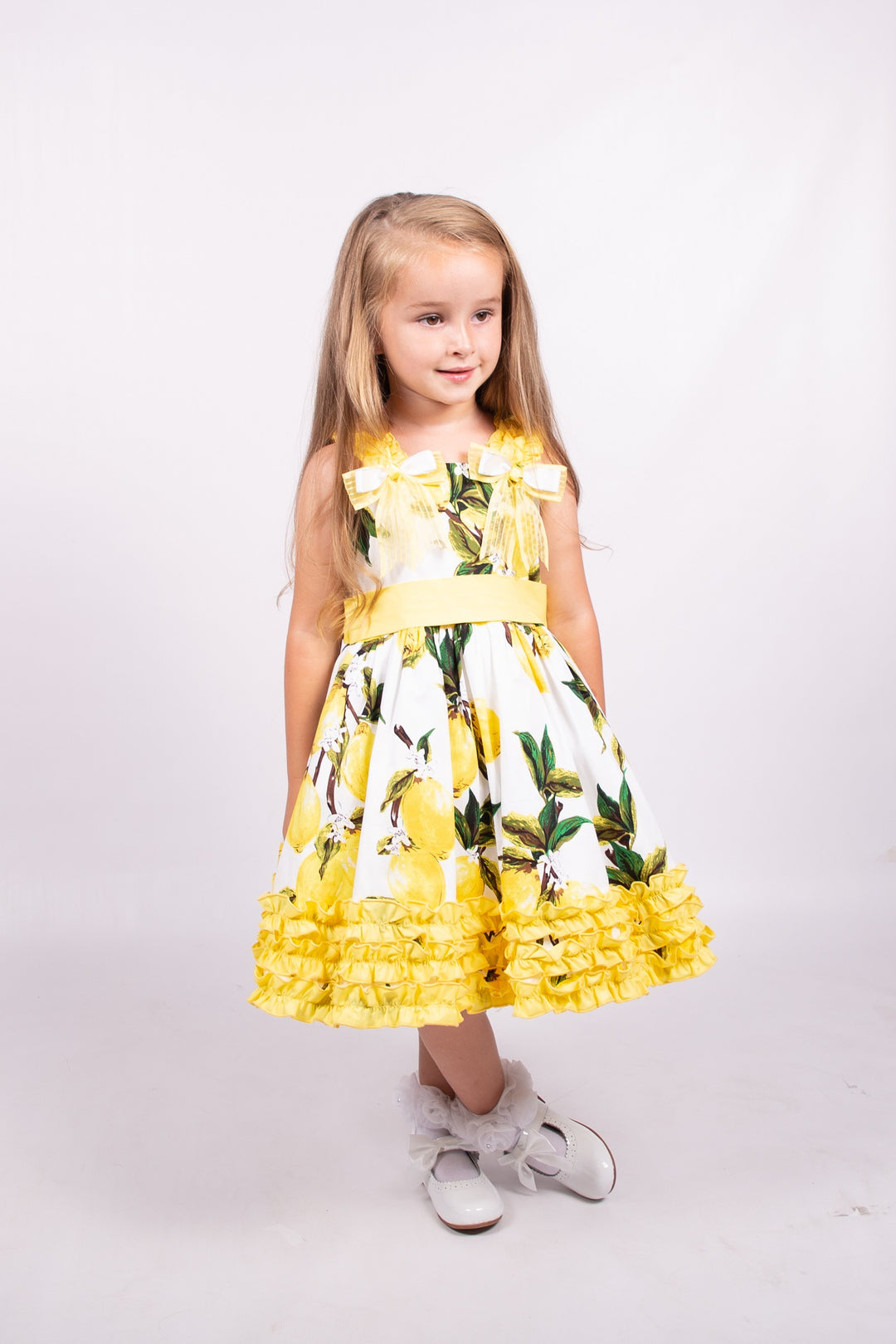 Beau Kid Older Girls Lemon Print Dropwaist Dress - NON RETURNABLE