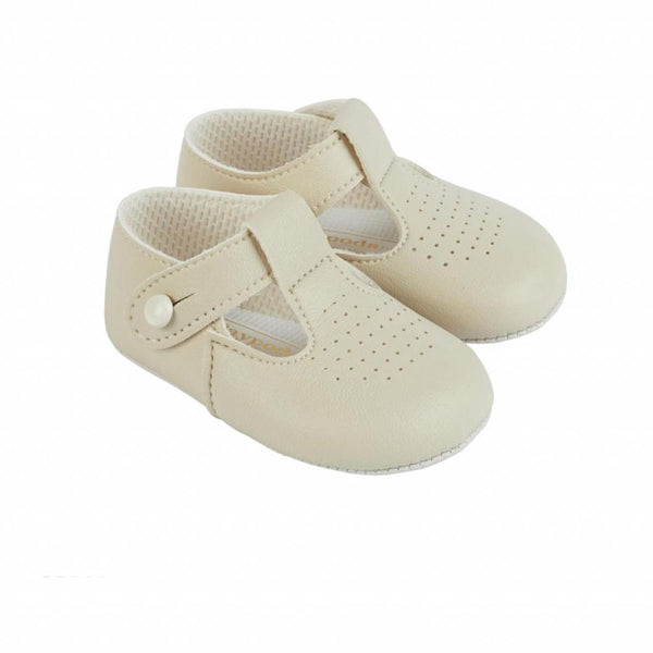 Traditional Baby Boys Soft Soled Baypod Pram Shoes Biscuit