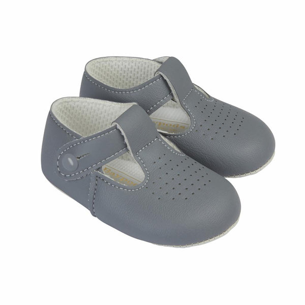 Traditional Baby Boys Soft Soled Baypod Pram Shoes Grey