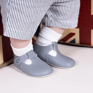 Traditional Baby Boys Soft Soled Baypod Pram Shoes Grey