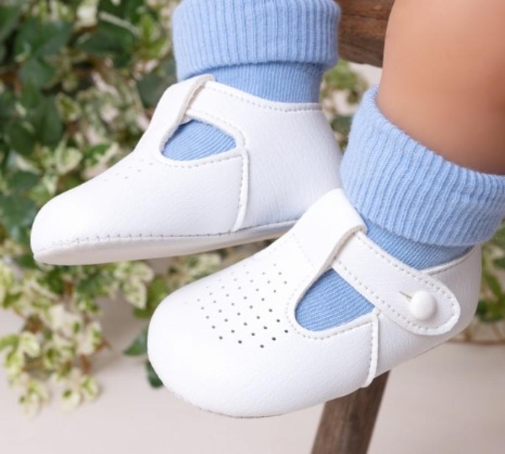 Traditional Baby Boys White Baypod Pram Shoes 625