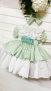 Ela Confeccion SS22 Green Bella Puffball Dress - MADE TO ORDER