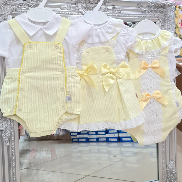 Spanish Baby Girls Pique Bow Pinafore Dress - 3m