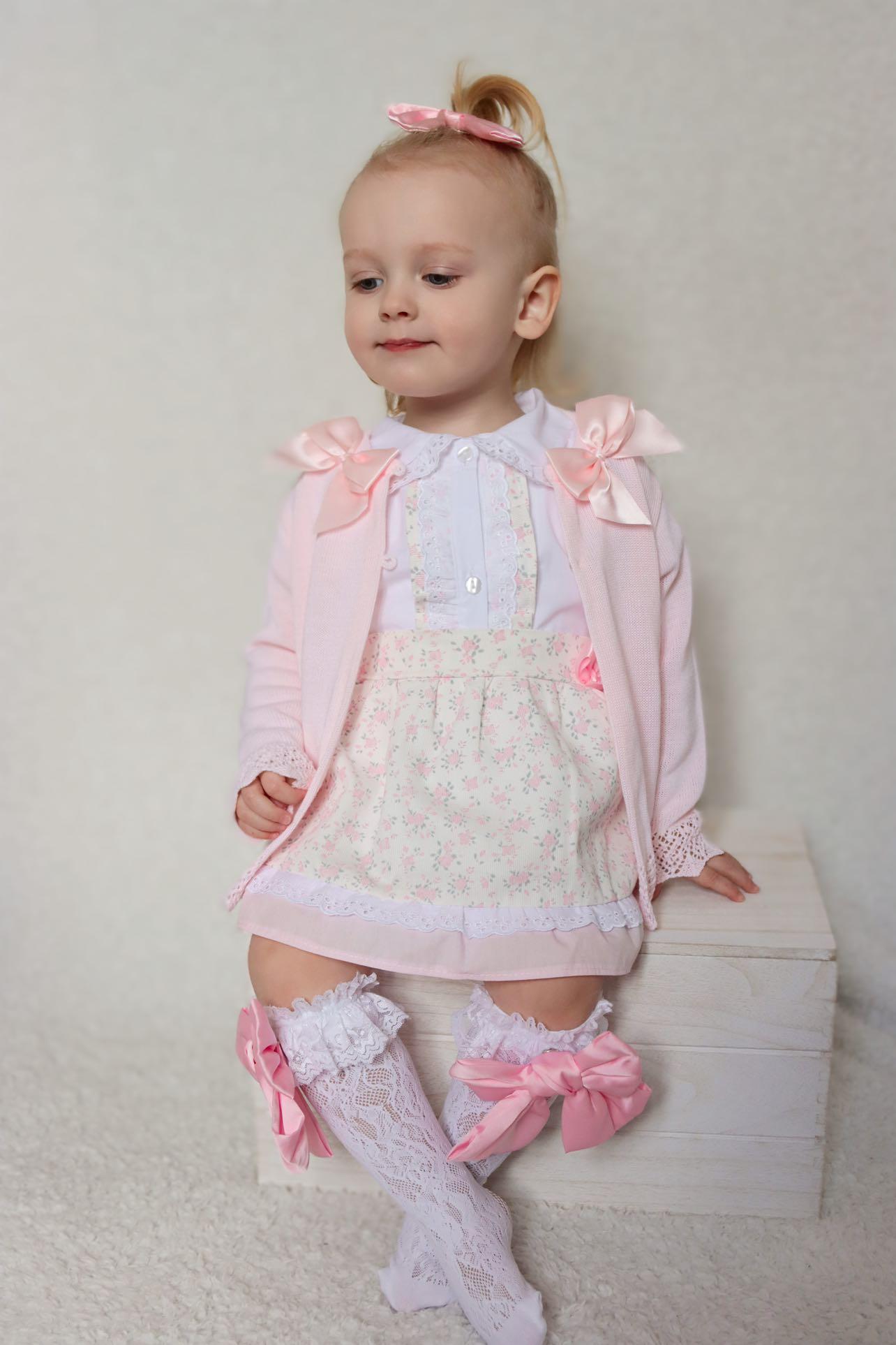 Spanish Baby Girls Pink Floral Skirt Set ~ 3-18m