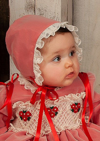 Sonata AW22 Angele Bonnet - Red or Pink - MADE TO ORDER