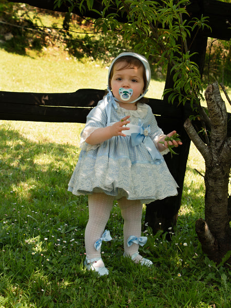 Sonata AW22 Girls Blue Lace Puffball Dress - 18m In Stock Now
