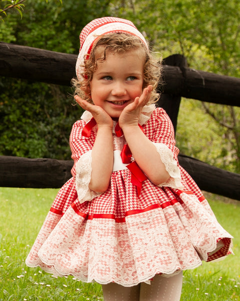Sonata AW22 Girls Red Check Puffball Dress IN2204 - MADE TO ORDER