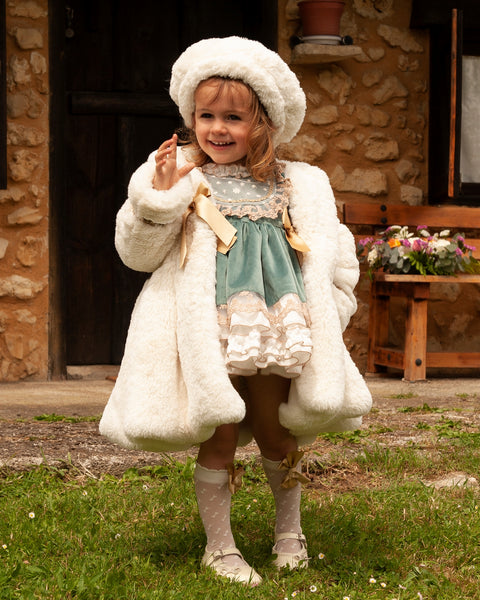 Sonata AW22 Spanish Girls Cream Fur Winter Coat - MADE TO ORDER