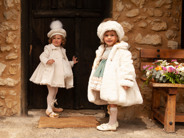 Sonata AW22 Spanish Girls Cream Heart Winter Coat IN2212 - MADE TO ORDER