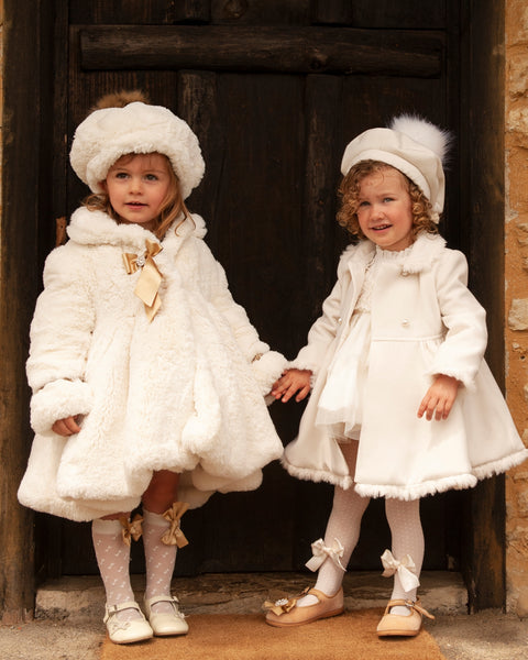 Sonata AW22 Spanish Girls Cream Heart Winter Coat IN2212 - MADE TO ORDER