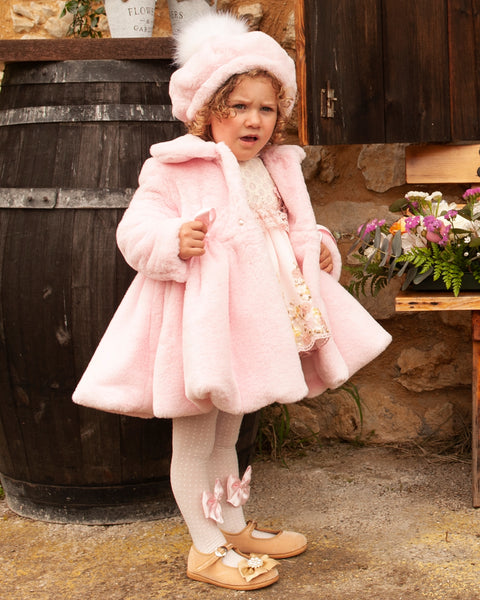 Sonata AW22 Spanish Girls Pink Fur Winter Coat - MADE TO ORDER