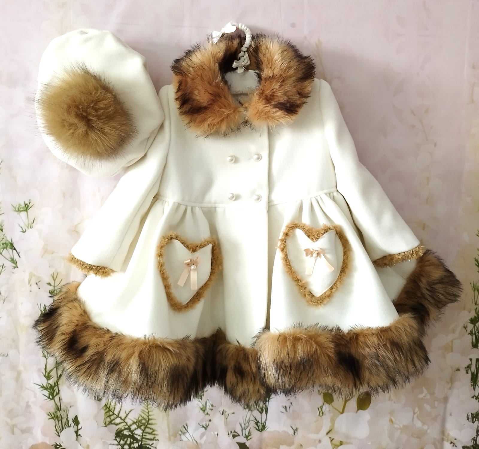 Sonata AW22 Spanish Girls Cream & Camel Winter Coat IN2224 - MADE TO ORDER