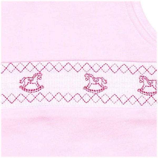 Traditional Baby Girls Pink Rocking Horse Dungarees - 0-6m