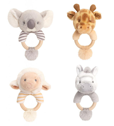 Keel Toys Eco Baby Wooden Ring Rattle