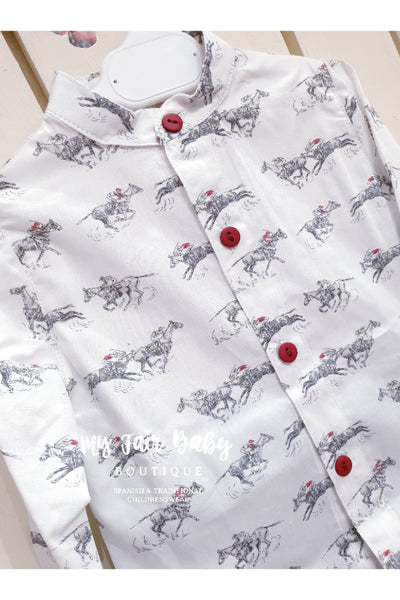 Spanish Quinper Baby Boys Horse Shirt Set - 6m