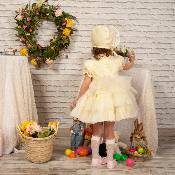 Sonata SS23 Spanish Girls Lemon Tulle Easter Dress PC2304 - MADE TO ORDER