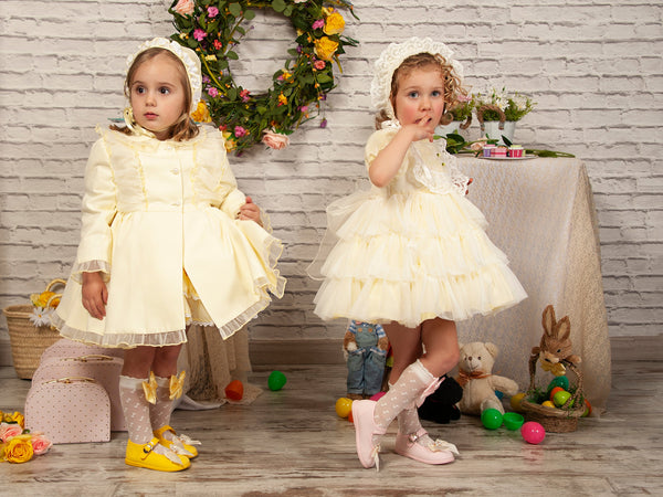Sonata SS23 Spanish Girls Lemon Summer Coat & Bonnet PC2305 - 18-24m IN STOCK NOW
