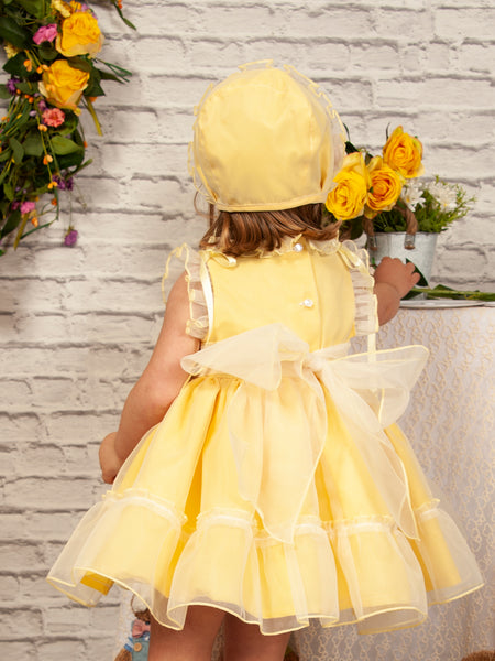 Sonata SS23 Spanish Girls Lemon Smocked Easter Tulle Dress PC2310 - MADE TO ORDER