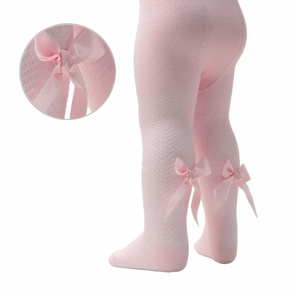 Spanish Style Girls Bow Tights - 0-5y