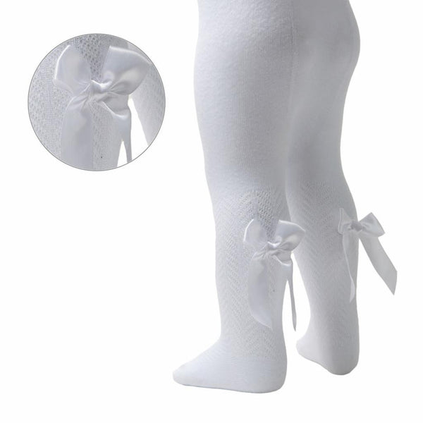 Spanish Style Girls Bow Tights - 0-5y