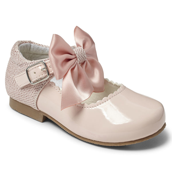 Spanish Style Girls Mary Jane Hard Soled Patent Bow Shoe - 5 Colours