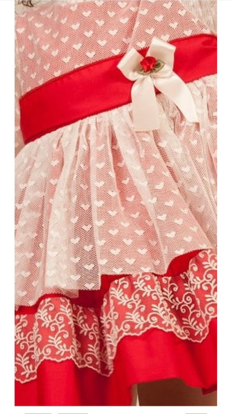Sonata Infantil Spanish Girls Red Valentina Puffball Dress VE2211 - MADE TO ORDER