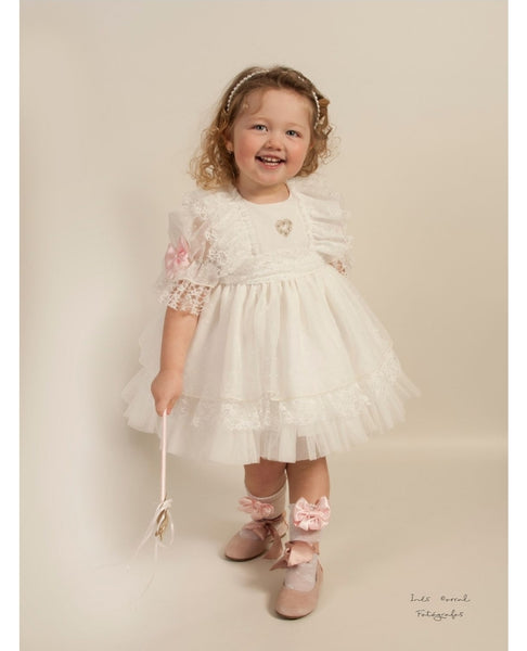 Sonata Infantil Spanish Girls White Orchid Special Occassion/Christening Puffball Dress VE2129 - MADE TO ORDER