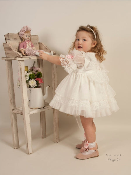 Sonata Spanish Girls White Orchid Special Occassion/Christening Puffball Dress VE2129 - MADE TO ORDER