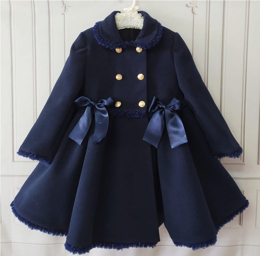 Sonata Infantil Spanish Girls Navy Emily Winter Coat IN2111  - MADE TO ORDER