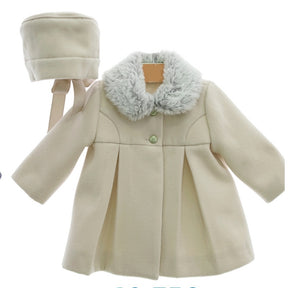Spanish Baby Girls Cream Coat & Bonnet - 6m
