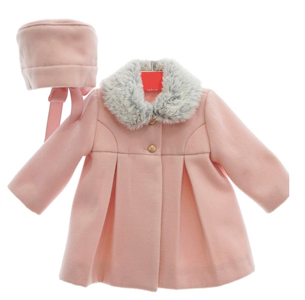 Spanish Baby Girls Pink Coat & Bonnet Set ~ 6m