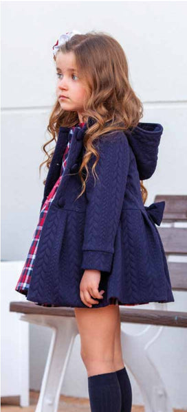 Spanish AW21 DBB Collection 8721 Navy Hooded Girls Coat - 2,6y