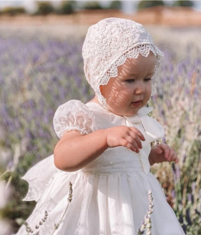 Sonata Spanish Girls White Lace Paloma Special Occassion/Christening Bonnet - MADE TO ORDER