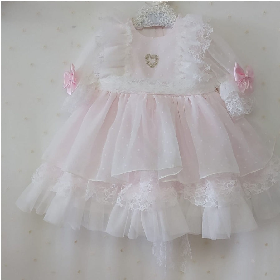 Sonata Spanish Girls Pink Lace Orquidia Special Occassion/Christening Dress - MADE TO ORDER