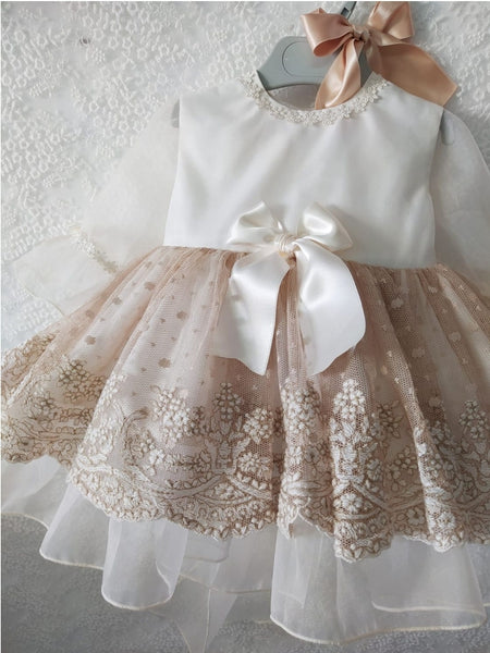 Sonata Spanish Girls Cream & Camel Special Occassion/Christening Dress - MADE TO ORDER