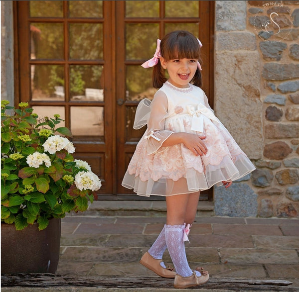 Sonata Spanish Girls Cream & Camel Special Occassion/Christening Dress - MADE TO ORDER