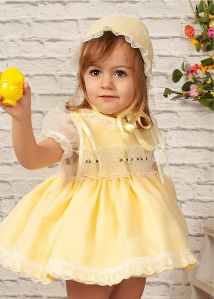 Sonata SS22 Spanish Girls Lemon Smocked Easter Dress VE2201- MADE TO ORDER
