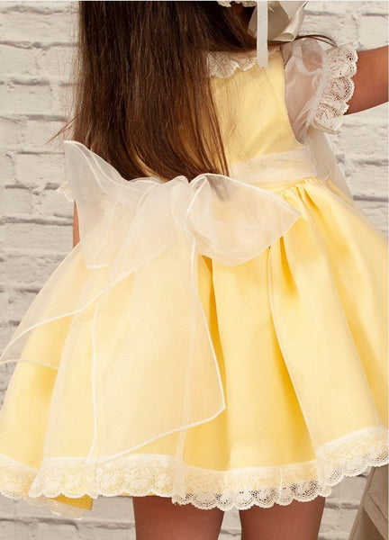 Sonata SS22 Spanish Girls Lemon Smocked Puffball Dress VE2202 - MADE TO ORDER