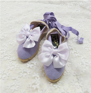 Sonata Spanish Girls Lilac & White Canvas Summer Shoes - MADE TO ORDER