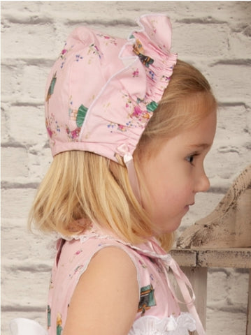 Sonata SS22 Girls Pink Printed Bonnet - MADE TO ORDER