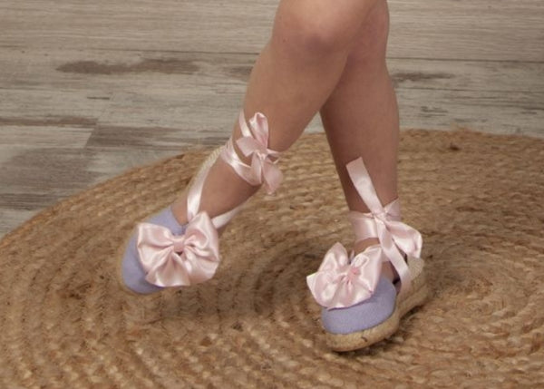 Sonata Spanish Girls Lilac & Pink Canvas Summer Shoes VE2131- MADE TO ORDER