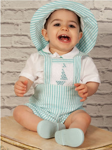 Sonata SS22 Baby Boys Mint Smocked Dungarees - MADE TO ORDER