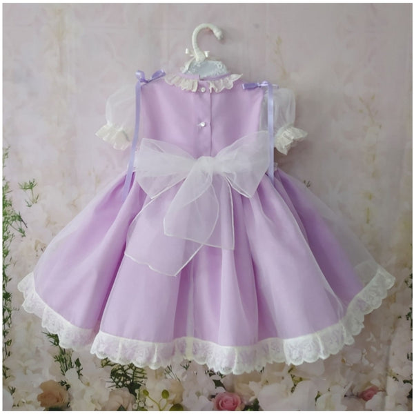 Sonata Infantil Spanish Girls Lilac Smocked Puffball Dress - MADE TO ORDER
