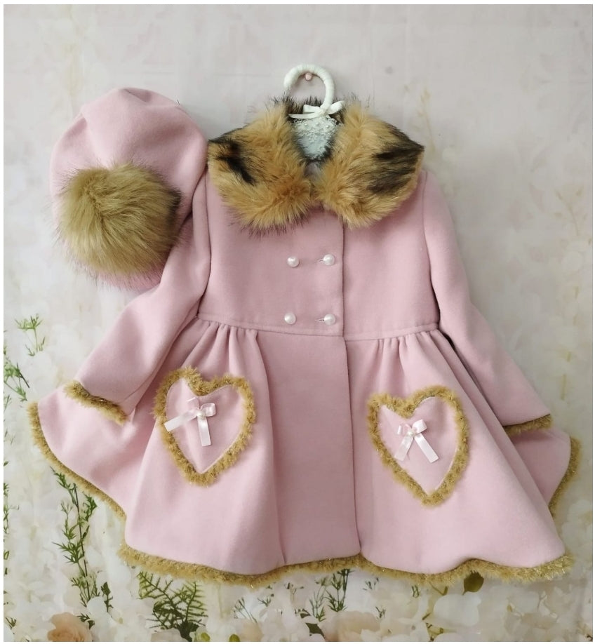 Sonata AW22 Spanish Girls Pink & Camel Winter Coat - MADE TO ORDER