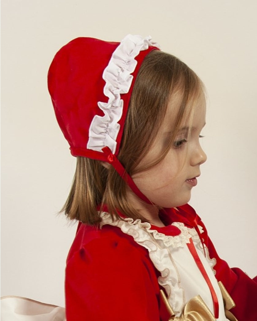 Sonata AW22 Spanish Girls Red Christmas Bonnet IN2242- MADE TO ORDER