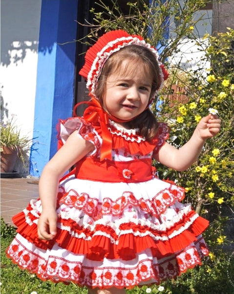 Sonata Spanish Girls Red Sevilla Puffball Dress MO1 - MADE TO ORDER